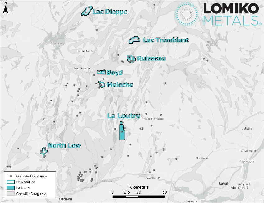 Figure 1 – Les nouveaux claims de Lomiko en lien avec La Loutre